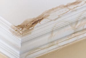 Roofing leak which has caused ceiling staining.