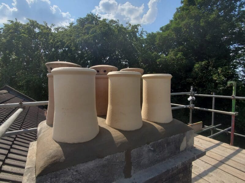 Chimney stack renovated as part of roofing works carried out by Robinson's Roofing in Bath.
